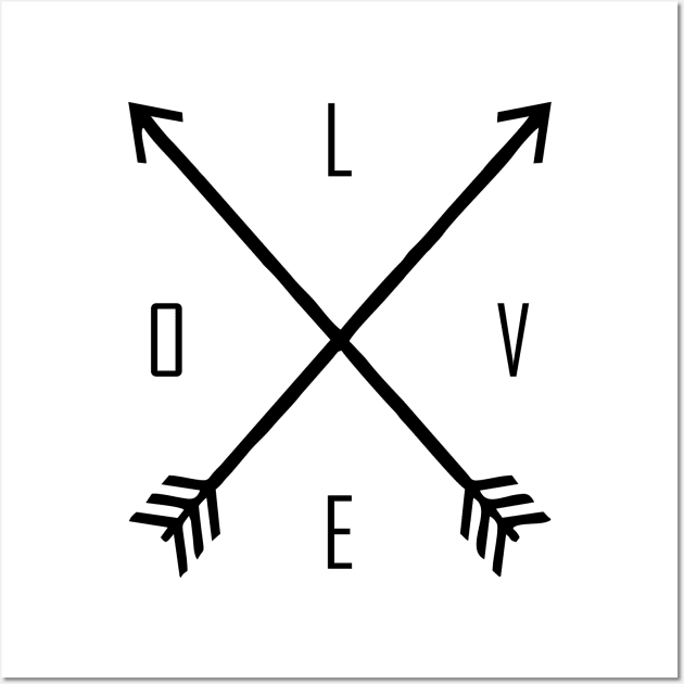 love arrow black Wall Art by Typography Dose